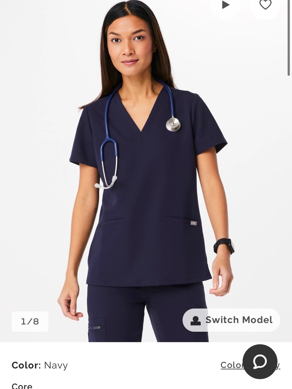 Medium Figs Navy Casma Three Pocket Scrub Top